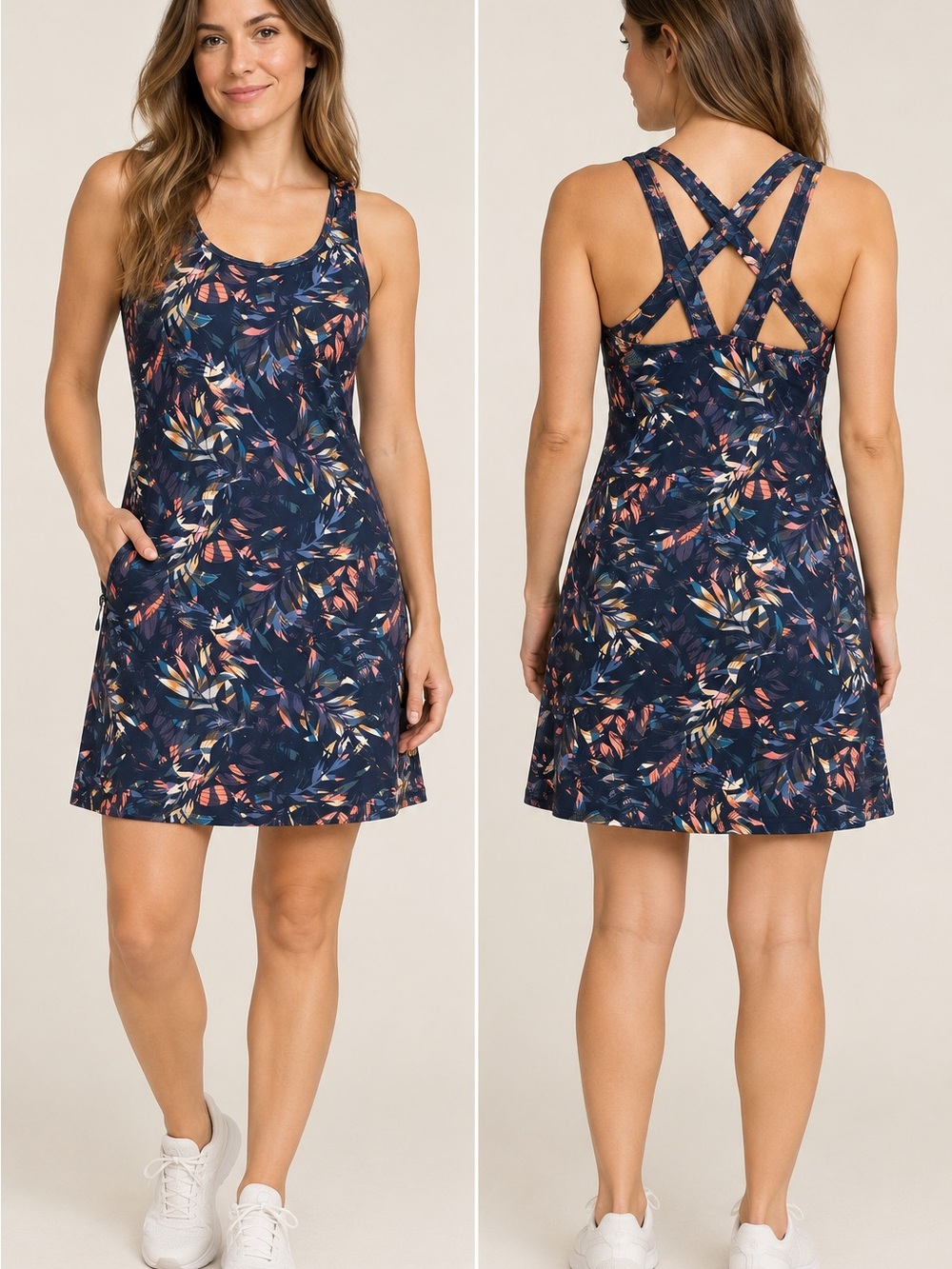 Freedom Trail Kyodan Pickleball Activewear Dress Built In Bra Zip Pockets L